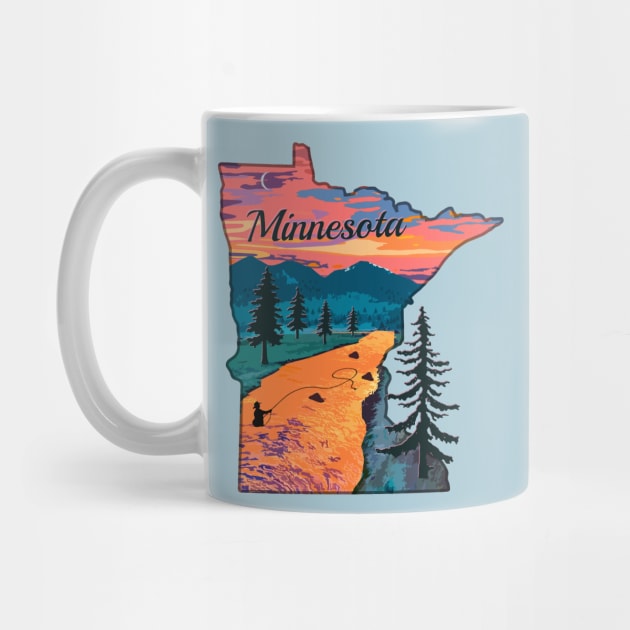 Minnesota Fly Fishing State River Sunset by TeeCreations by TeeCreations